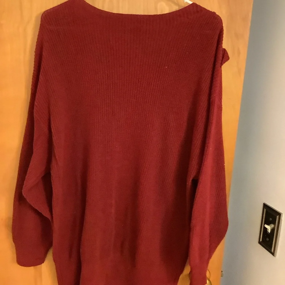 Women's Red Ruffle Sweater - Picture 3 of 3